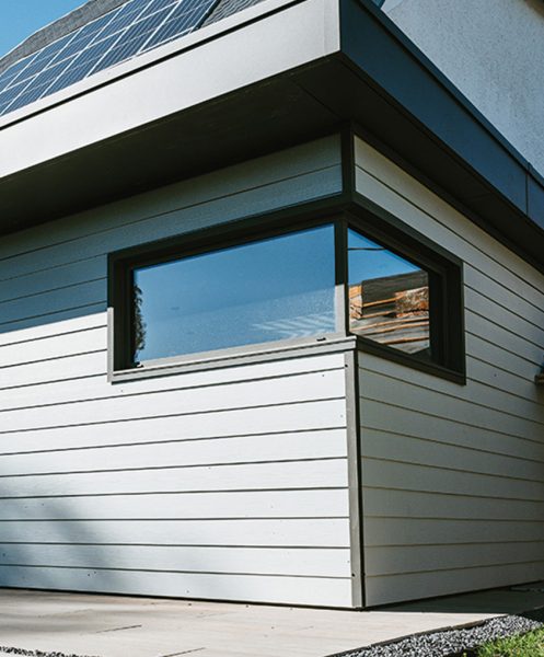 Une extension de maison à toiture plate